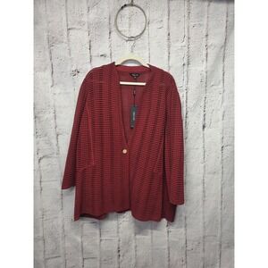 Misook Cardigan Red Long Sleeve One Button Size 2X NWT Classic Preppy Business